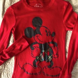 Red Long Sleeve Micky Mouse Shirt